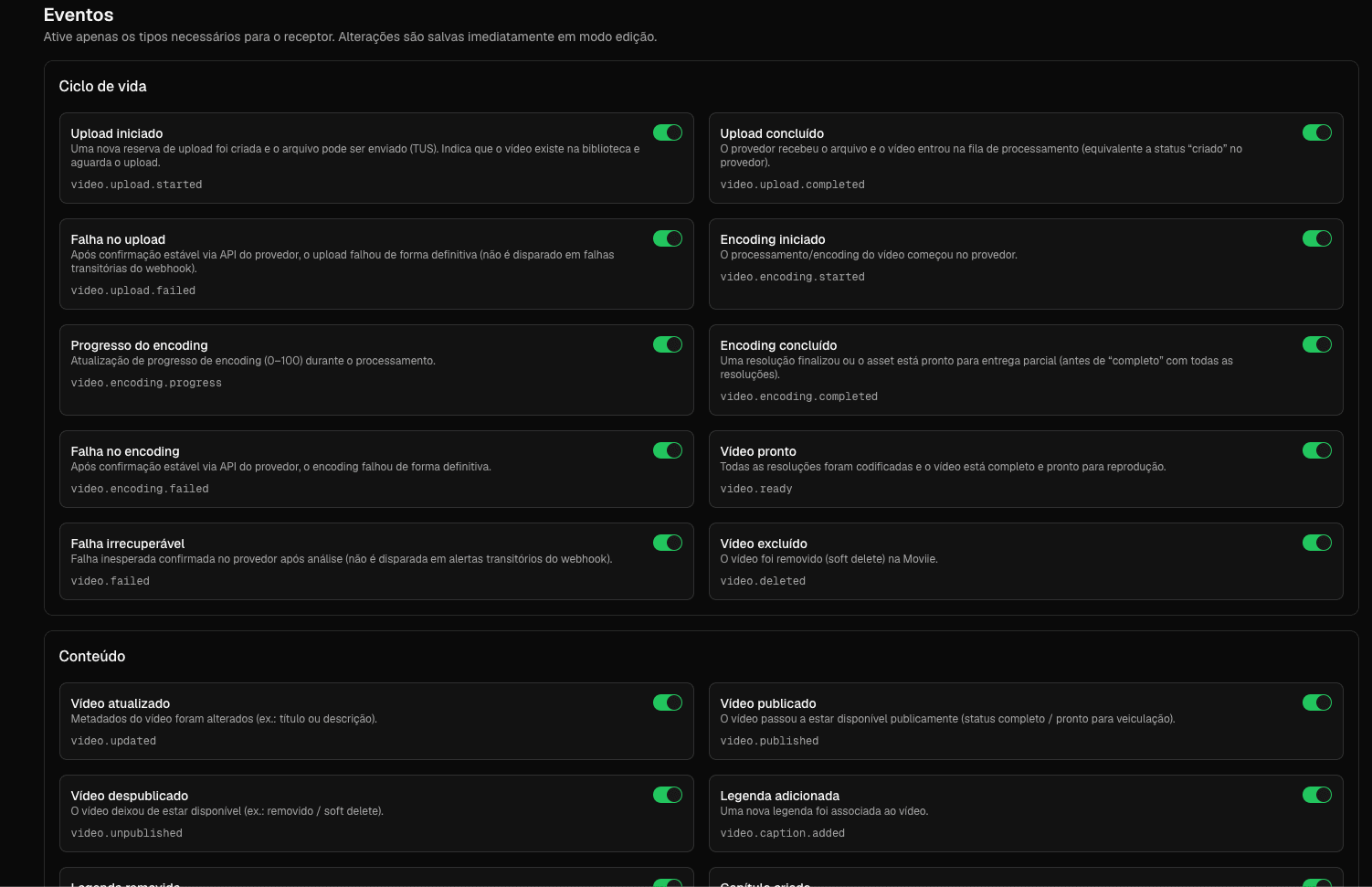 Um recorte do catálogo. Você liga só o que precisa, por endpoint.